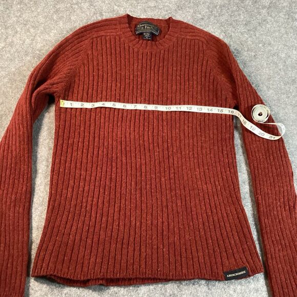 Vintage Abercrombie & Fitch Sweater Mens XL Red Ribbed Muscle Wool Blend - Picture 8 of 14